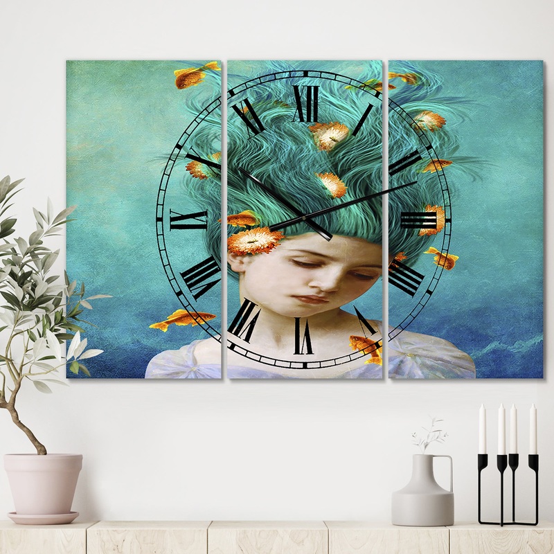 Sweet Allure - Oversized Modern Wall Clock - 3 Panels