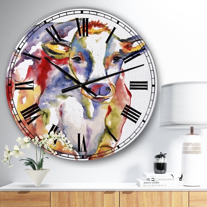 Watercolor Cow - Farmhouse Wall Clock