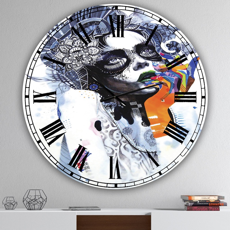 Beautiful Urban Dreaming Girl - Oversized Modern Wall Clock