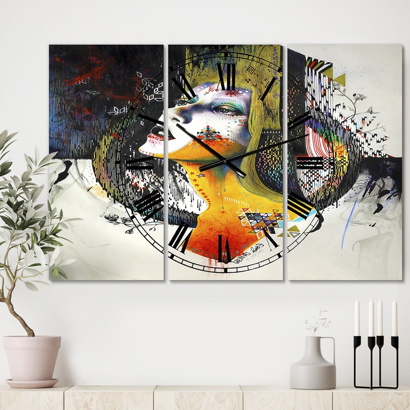 Between Hope And Despair - Large Modern Wall Clock - 3 Panels