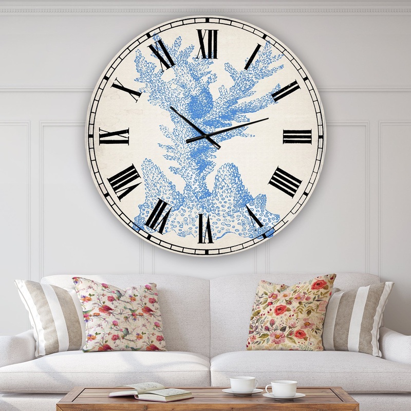 Blue Coral 1 - Oversized Nautical & Coastal Wall Clock