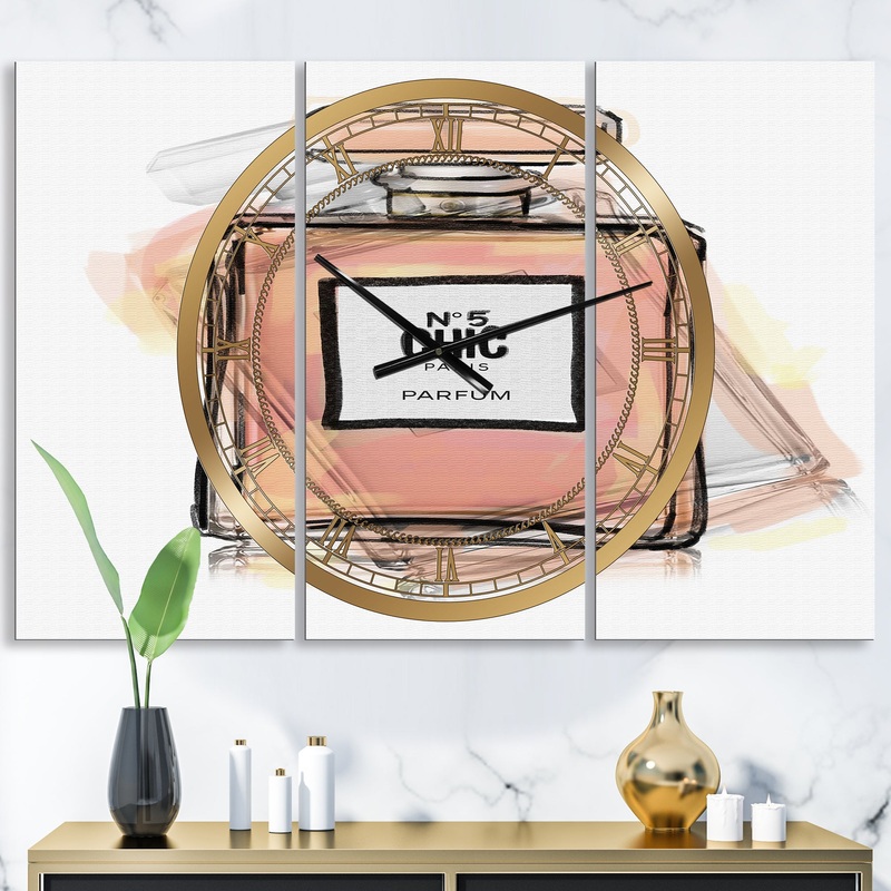 Chic Nr 5 Paris Parfum V - Oversized Fashion Wall Clock - 3 Panels