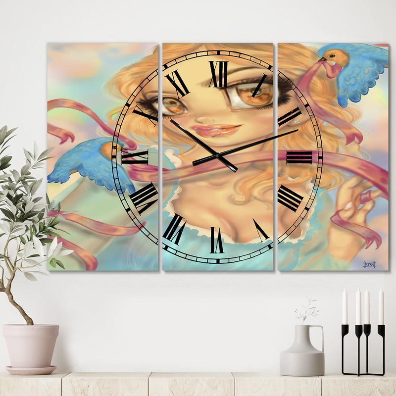 Cinderella - Oversized Modern Wall Clock - 3 Panels