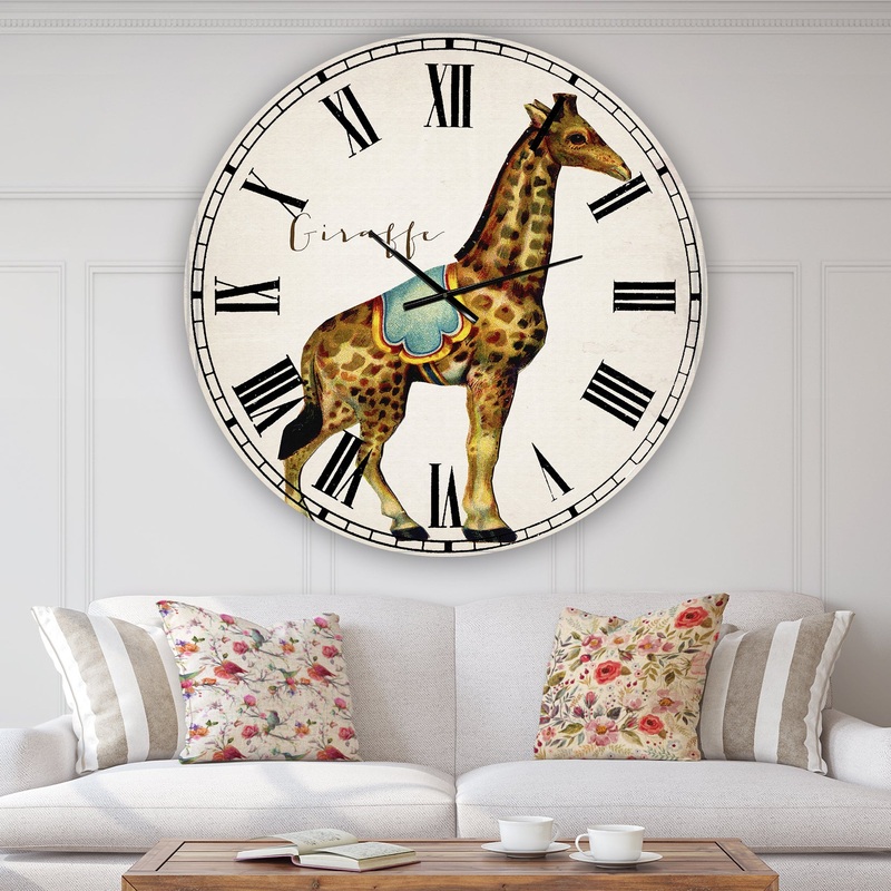Circus Animals Giraffe - Oversized Cottage Wall Clock