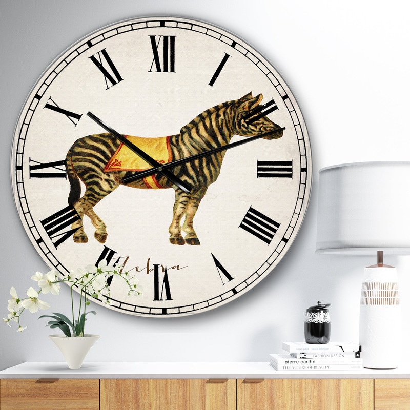 Circus Animals Zebra - Large Cottage Wall Clock