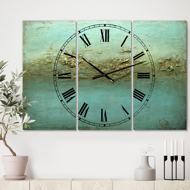 Rocky Shoals - Oversized Modern Wall Clock - 3 Panels