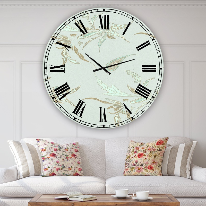Sage Flowers - Oversized Cottage Wall Clock