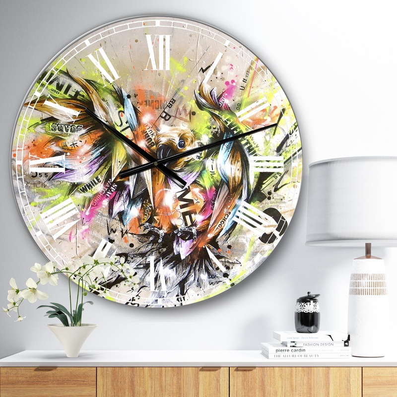 Street Art Graffiti Bird - Large Modern Wall Clock