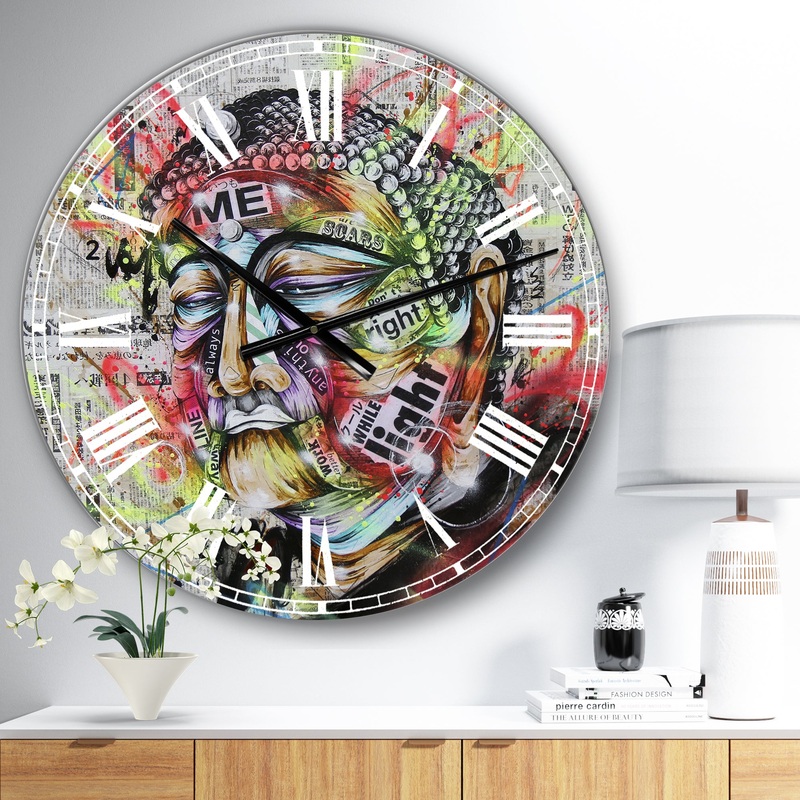 Street Art Graffiti Holy Man - Large Modern Wall Clock
