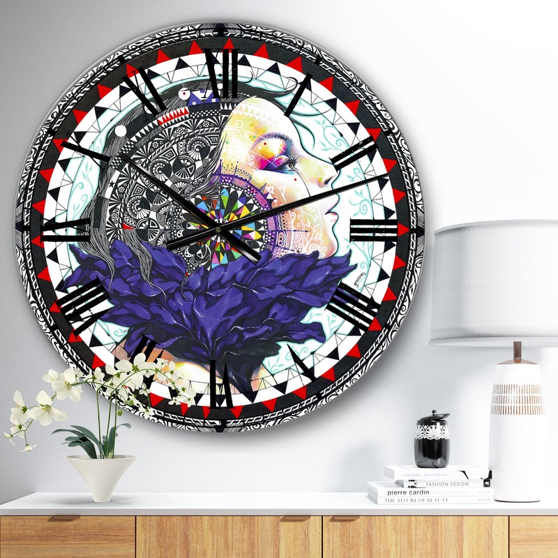 Urban Girl Mandala - Large Modern Wall Clock