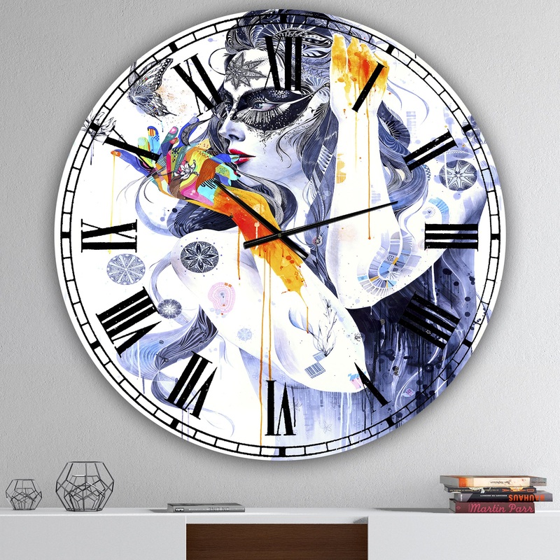 Urban Girl Watching Butterfly - Oversized Modern Wall Clock