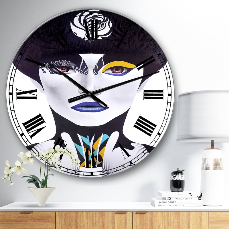 Urban Woman With Blue Lips - Large Modern Wall Clock