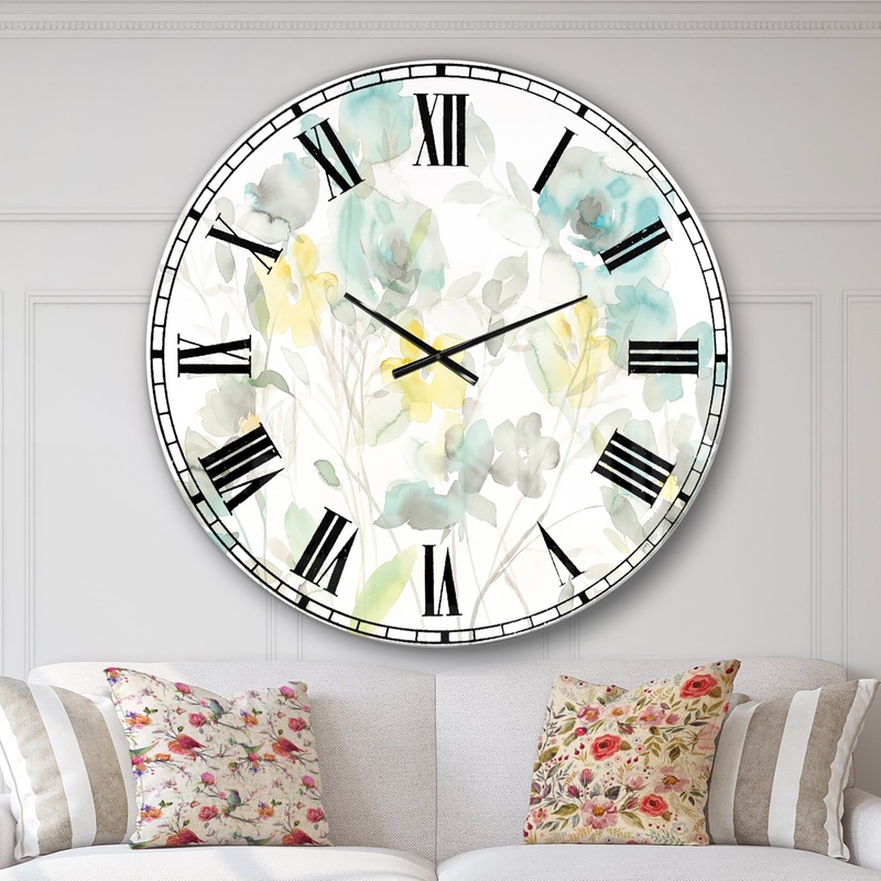 Aqua Rose Natural Element - Farmhouse Large Wall CLock