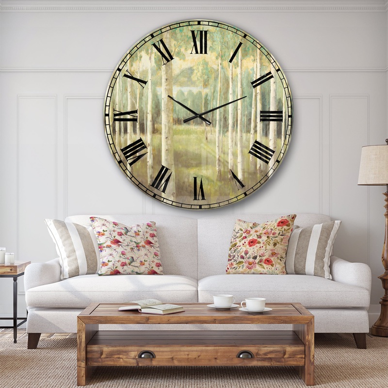 Aspens Neutral Forest - Traditional Large Wall CLock