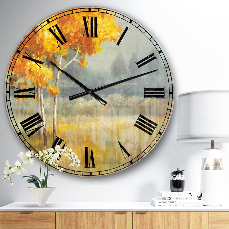 Autumn Landscape - Farmhouse Oversized Wall CLock