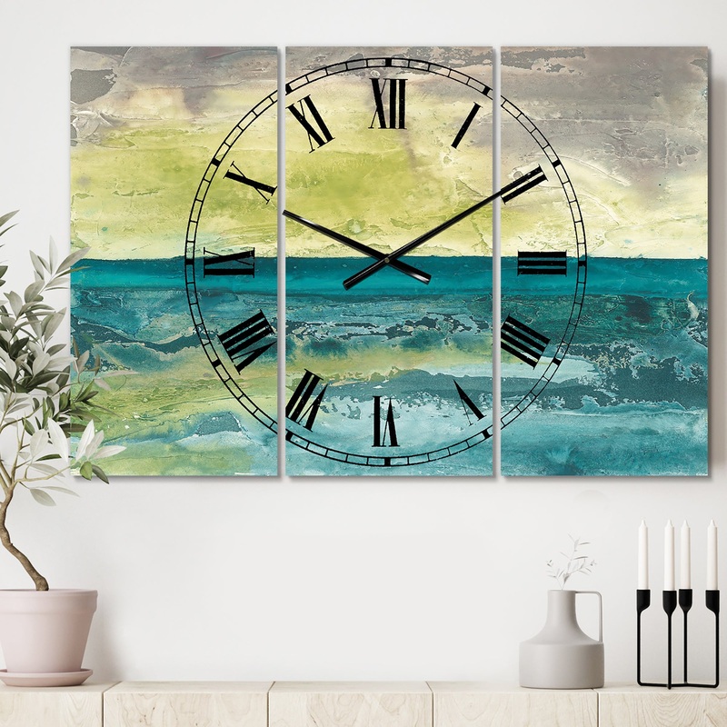 Beyond the Horizon I - Cottage 3 Panels Oversized Wall CLock