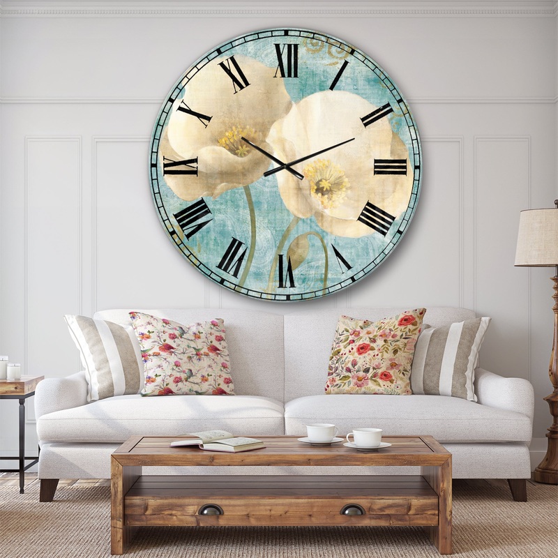 bouquet Poppies on Paisley II - Cottage Wall CLock