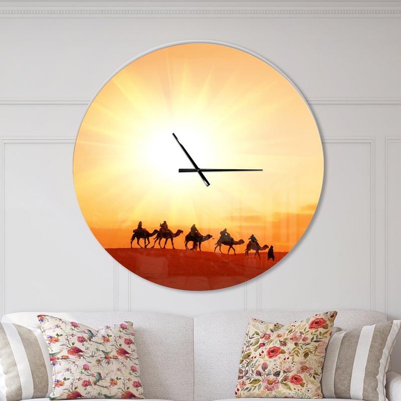 Caravan in Sahara Dessert - Oversized Landscapes Wall CLock