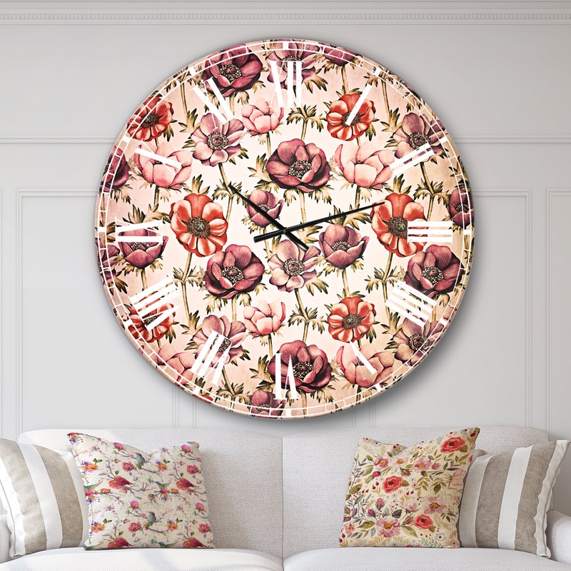 Colorful Abstract Floral Pattern - Floral Large Wall CLock