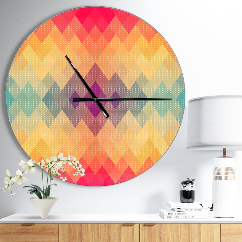 Colorful Geometric Pattern - Oversized Contemporary Wall CLock