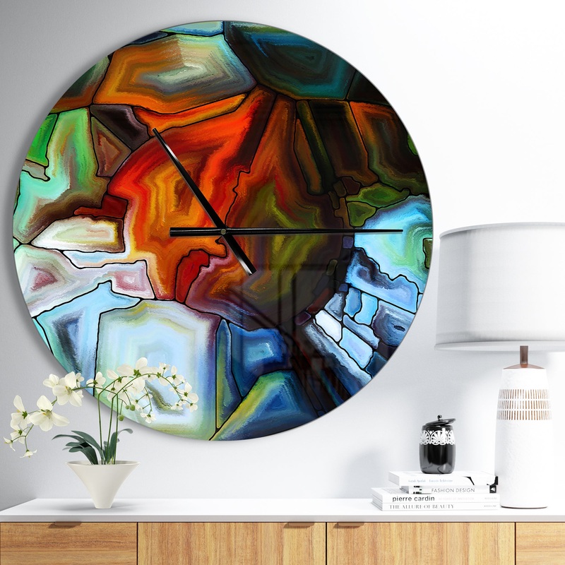Abstract Stained Glass Design - Oversized Modern Wall CLock