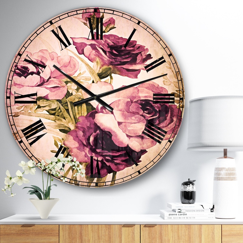 Bunch of Purple Flowers - Floral Large Wall CLock