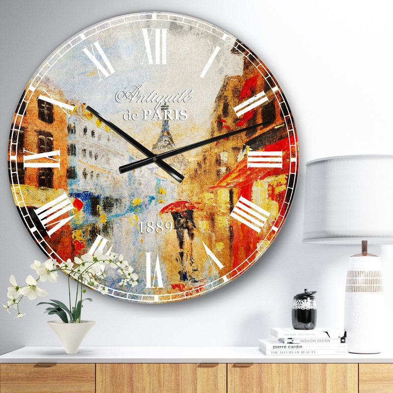 Couple Walking in Paris - Sensual Large Wall CLock