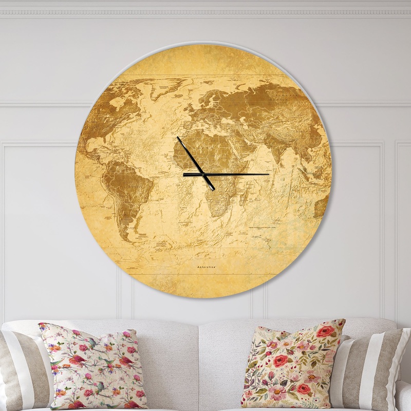 Vintage Classic Map - Oversized Global Wall CLock