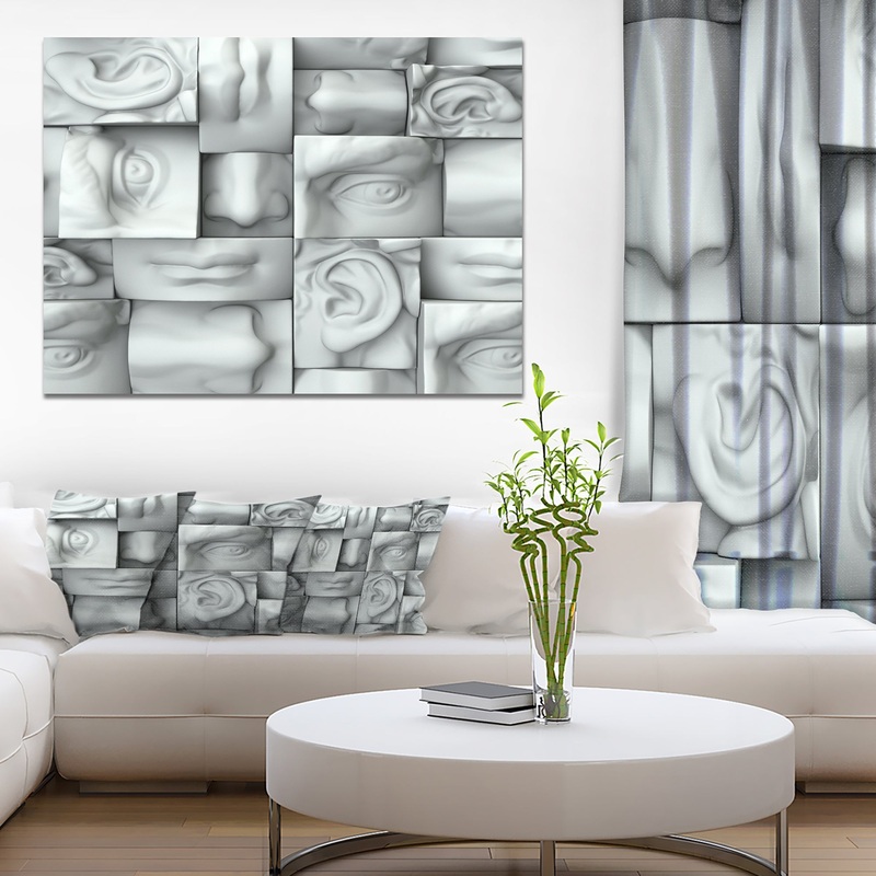 Abstract White Blocks'Large Abstract Wall Art
