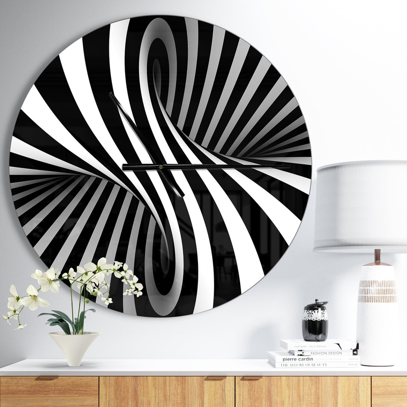 Black and White Spiral - Oversized Modern Wall CLock