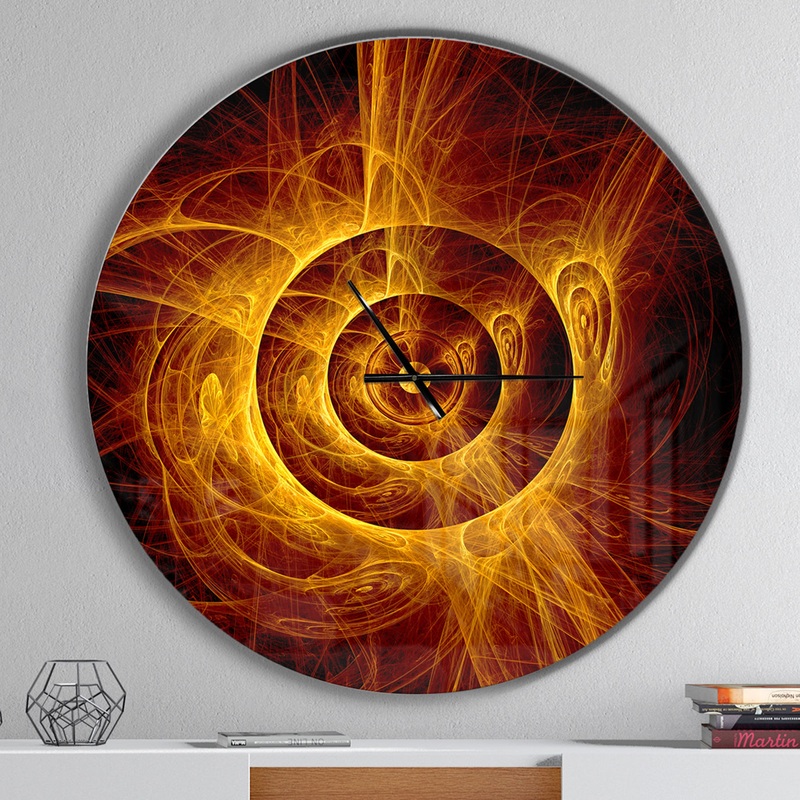 The Flashing Yellow Flame - Oversized Modern Wall CLock