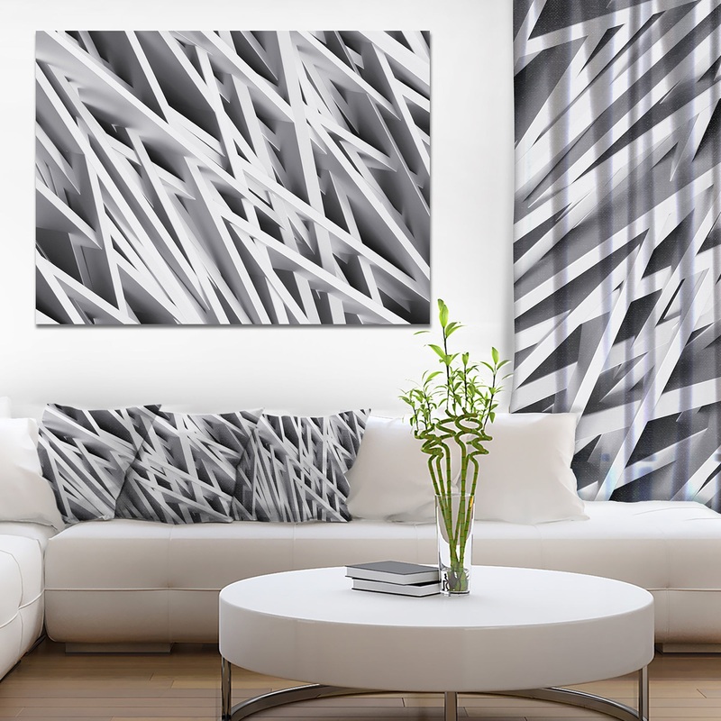 White Geometric Wallpaper'Large Abstract Wall Art