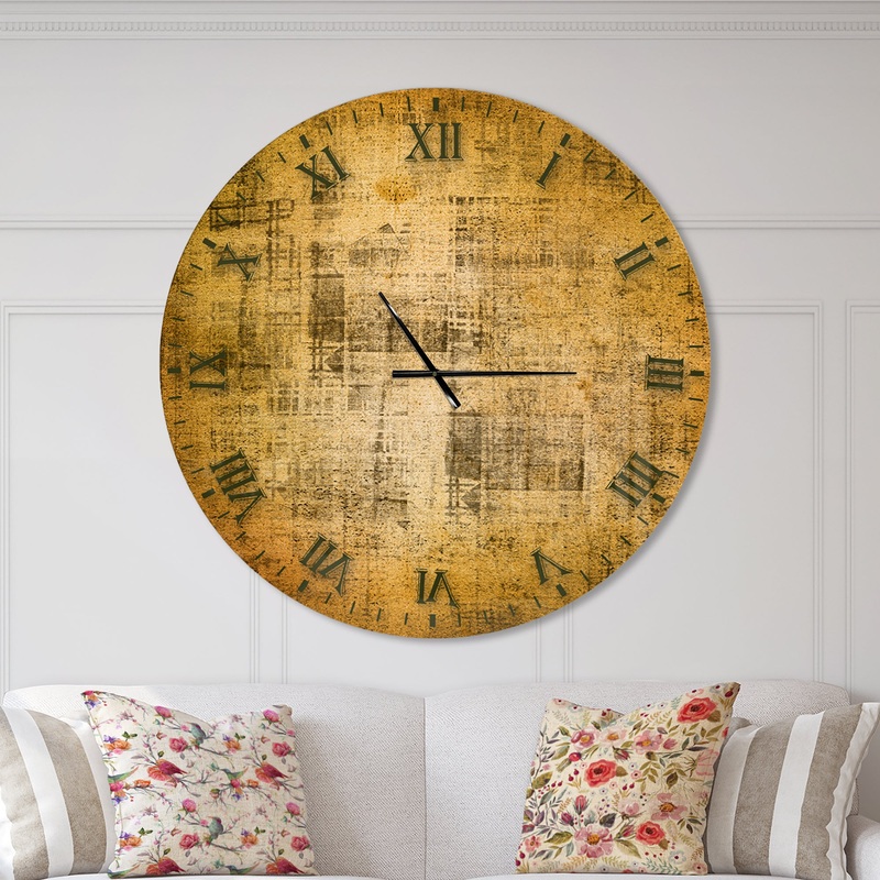 Antique face on Parchment - Oversized Rustic Wall CLock