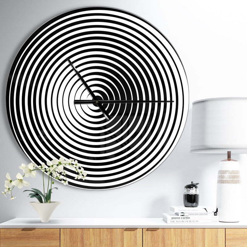 Black and White Optical Illusion - Oversized Contemporary Wall CLock