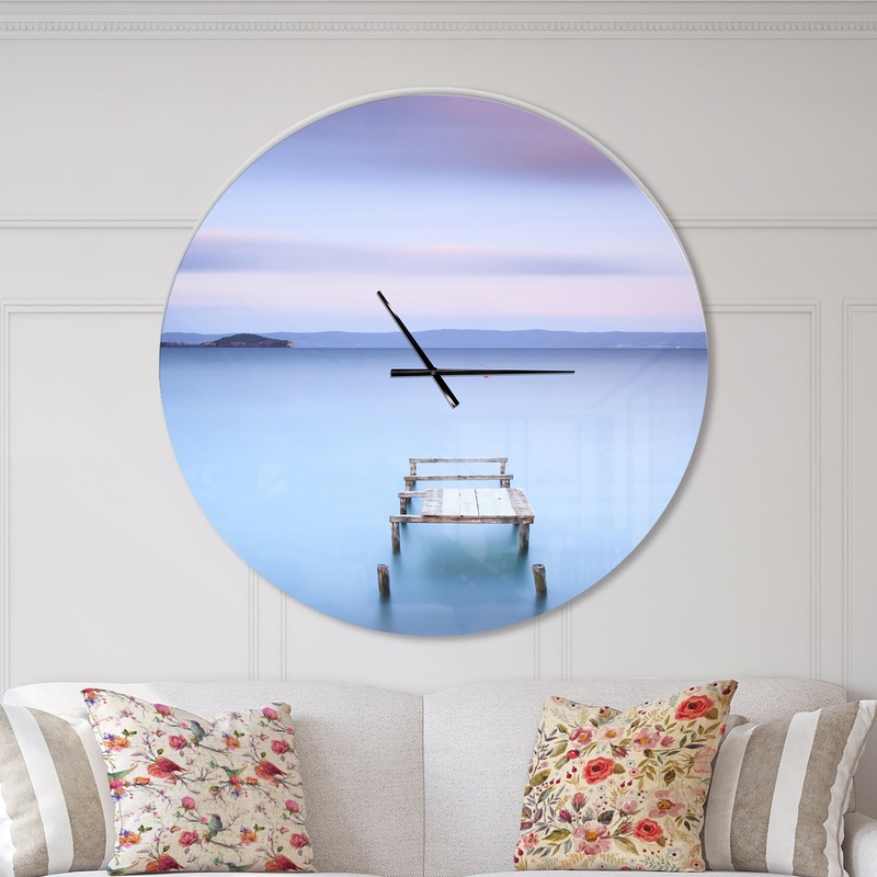 Bright Purple Sky - Oversized Coastal Wall CLock