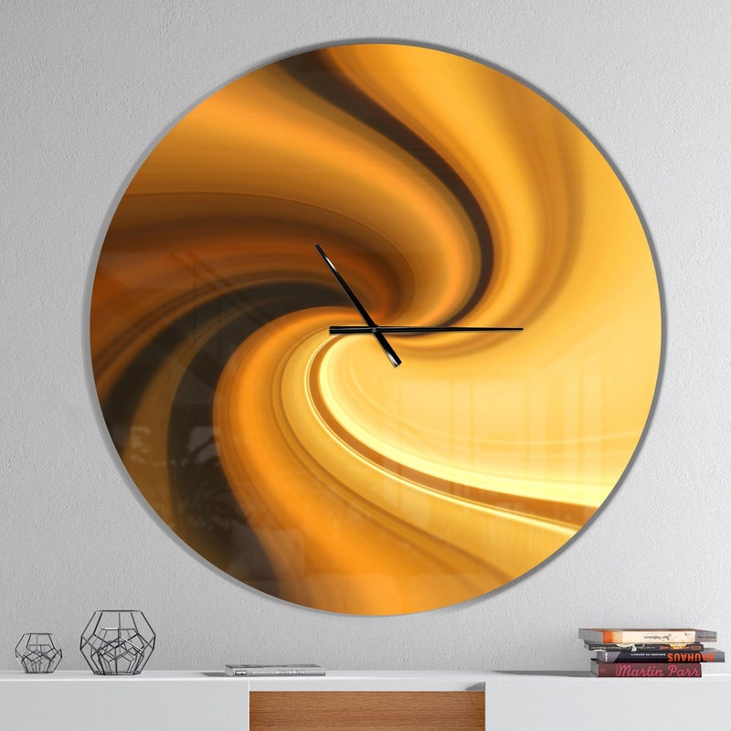 Brown Waves Curved Texture - Oversized Modern Wall CLock