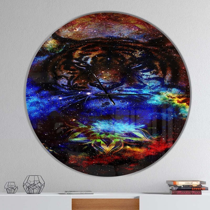 Colorful Tiger Collage - Oversized Traditional Wall CLock