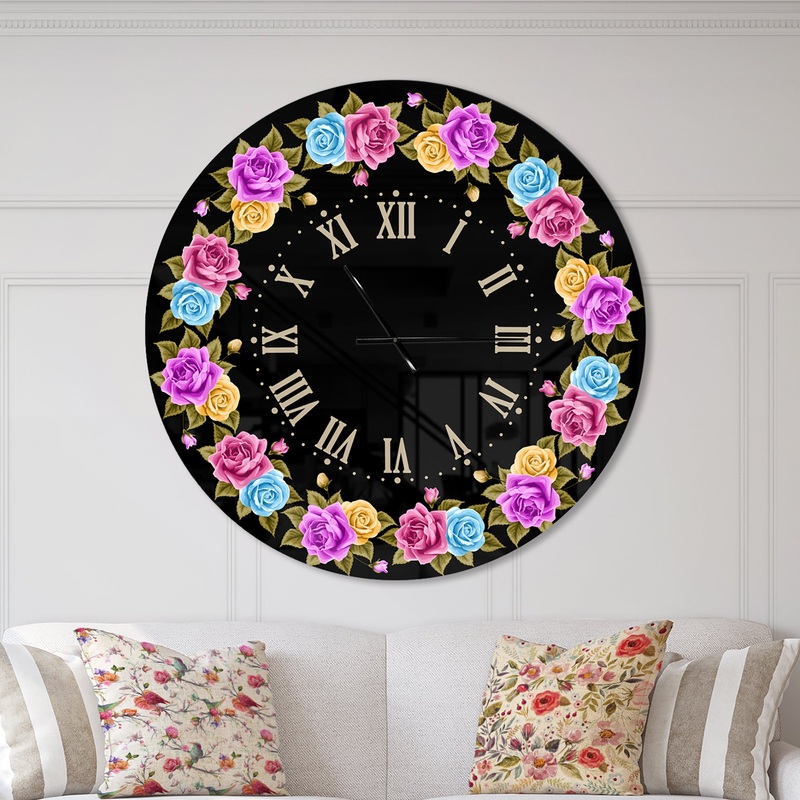 Shabby Chic vintage Rose - Oversized Farmhouse Wall CLock