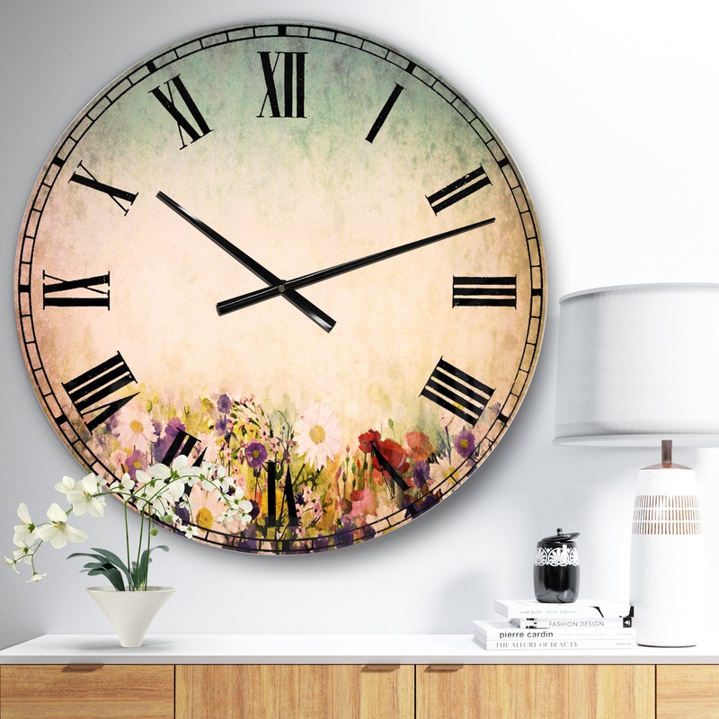 Soft Flowers in Spring Background - Floral Wall CLock