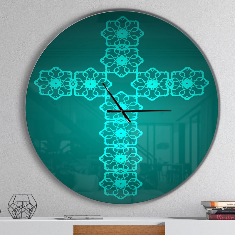 Turquoise Holy Cross - Oversized Contemporary Wall CLock