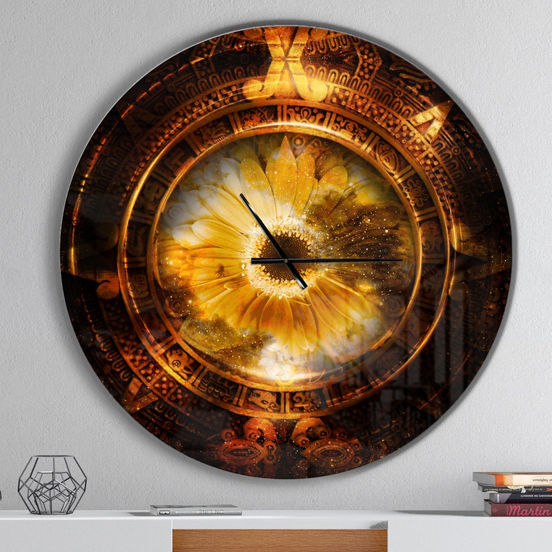 Ancient Mayan Calendar Collage - Oversized Modern Wall CLock