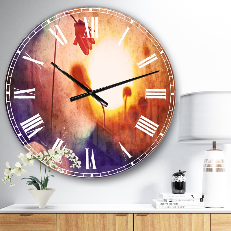 Beautiful Blurred Flowers At Sunset - Floral Large Wall CLock