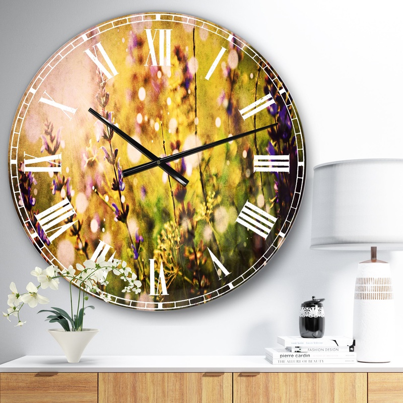 Beautiful Purple Wild Flowers - Floral Large Wall CLock