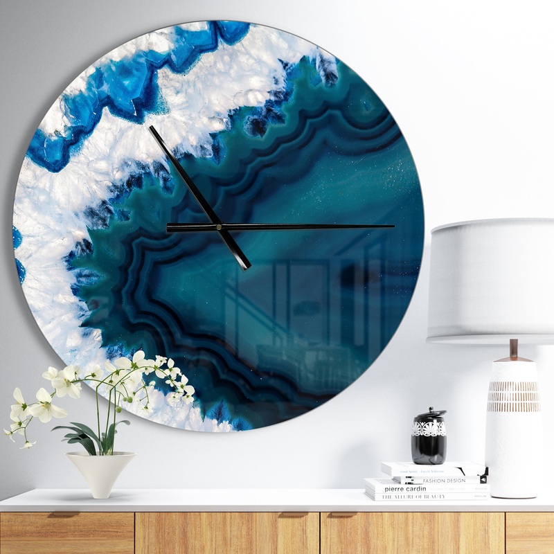Blue Brazilian Geode - Oversized Modern Wall CLock