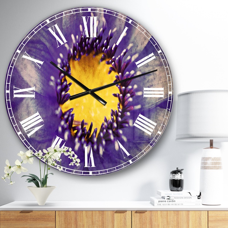 Blue Lotus Close up Watercolor - Flowers Wall CLock