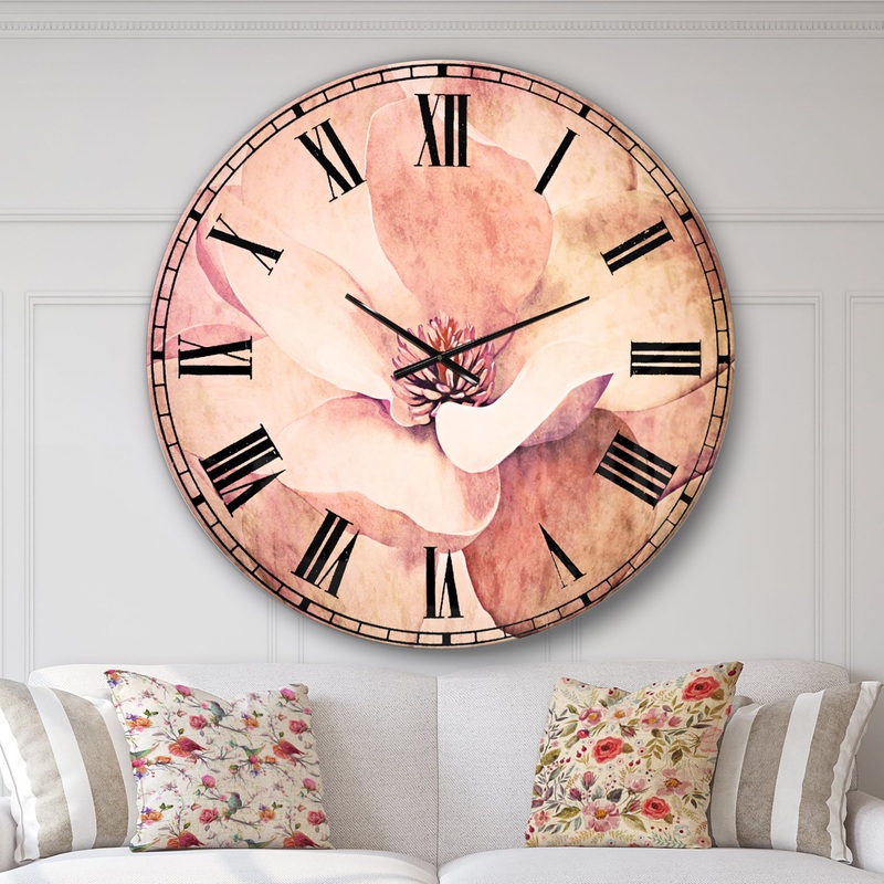 Cute Light Pink Magnolia Flower - Flowers Large Wall CLock