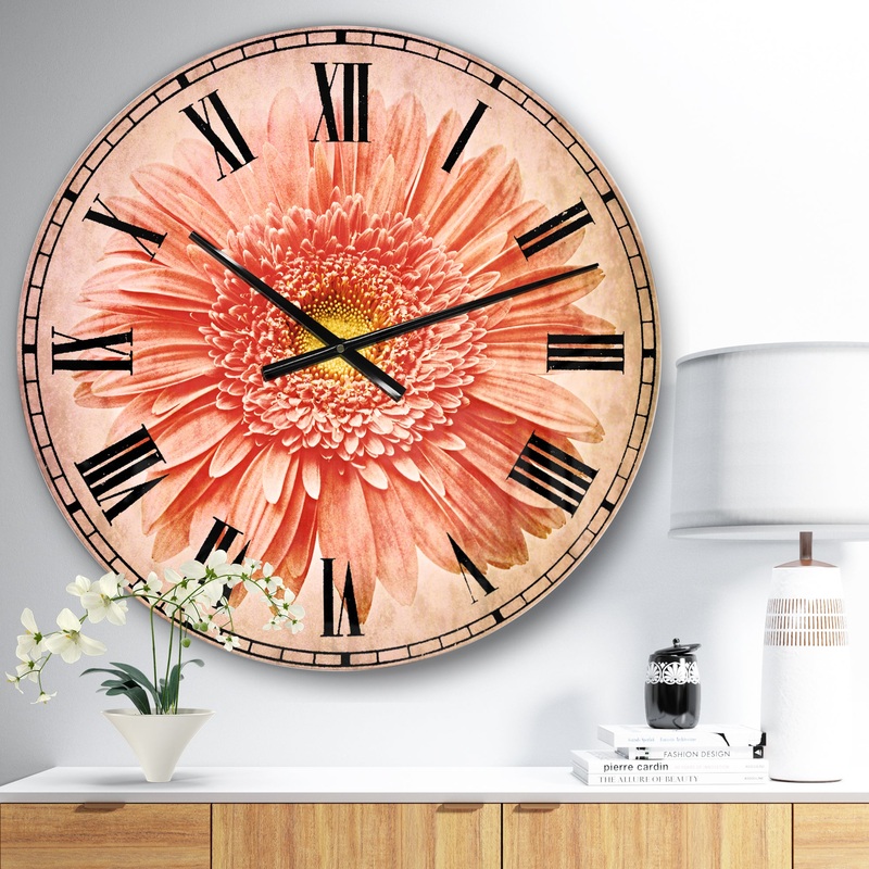 Single Daisy on White Background - Oversized Floral Wall CLock