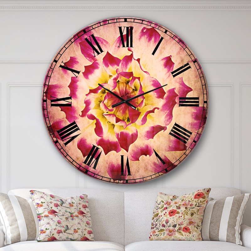 Smooth White Rose Flower Petals - Floral Large Wall CLock