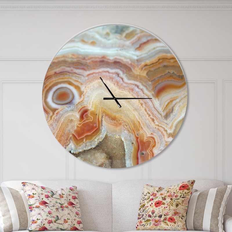 Strips and Ovals on Agate - Oversized Modern Wall CLock