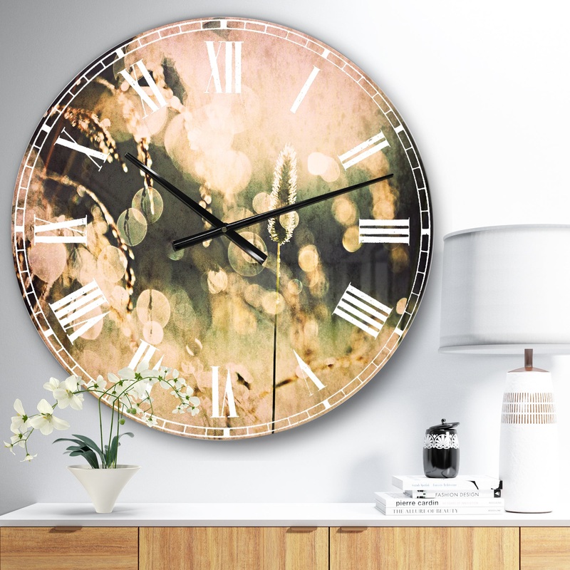 Sunny Meadow with Wild Flowers - Flower Large Wall CLock